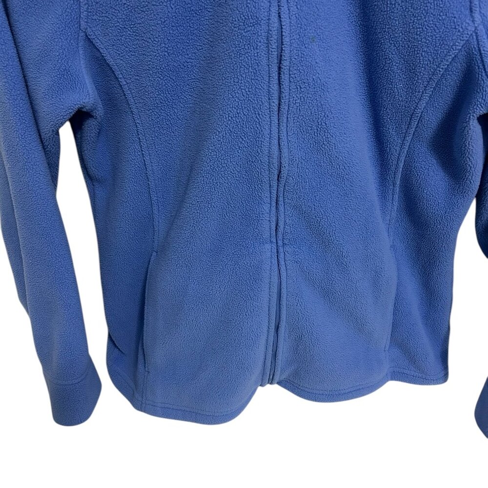 LL Bean Womens Medium Fleece Full Zip Jacket Blue Mock Neck - Picture 4 of 7
